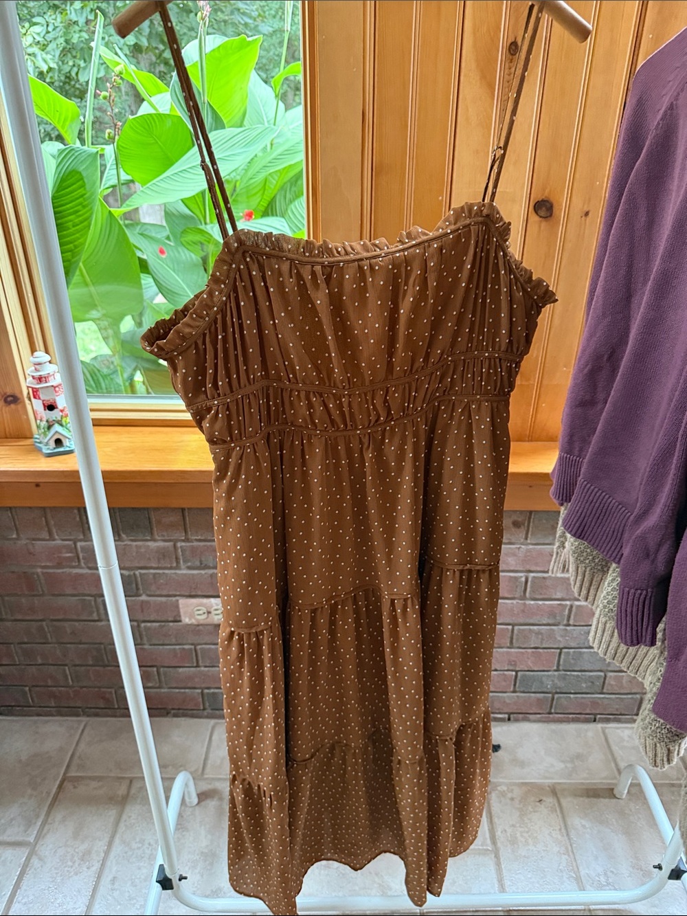 Madewell Brown Polka Dot Tiered Dress
